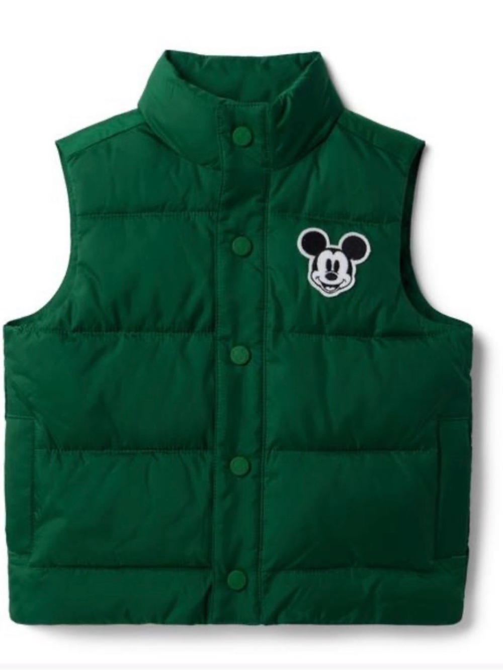 Disney X Janie and Jack Green Puffer Vest with Mickey Mouse Patch